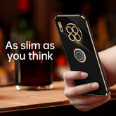 XINLI Straight Edge 6D Electroplate TPU Phone Case with Ring Holder